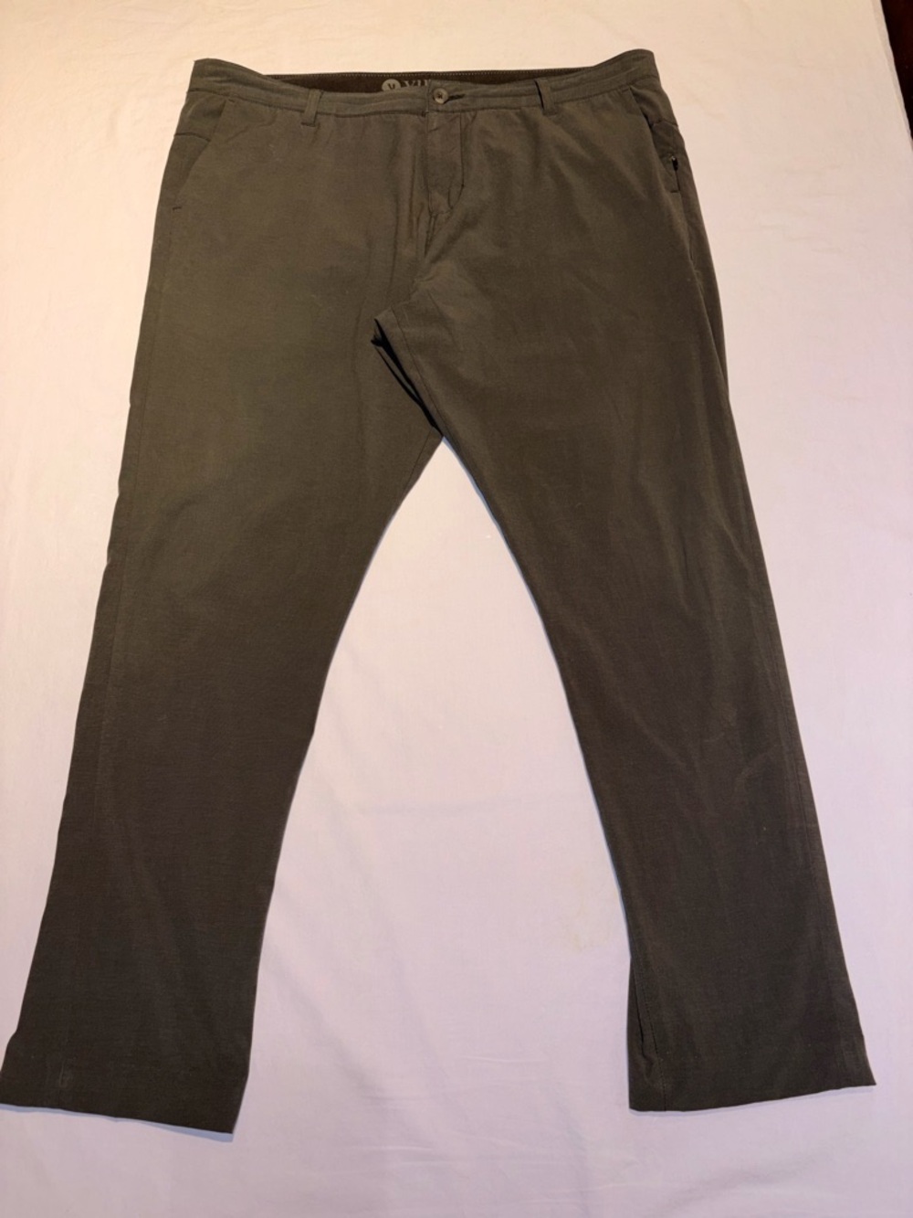 Vuori Men's Meta Pant Charcoal Gray 5-Pocket Athletic Fit Slim Leg Size 38